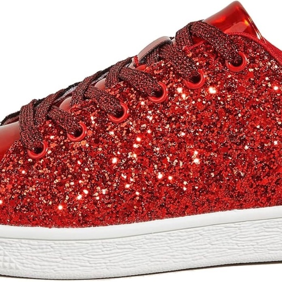 Glitter Shoes Sparkly Bling Shiny Bedazzled Lace up Fashion Sneakers for Women - Picture 6 of 6